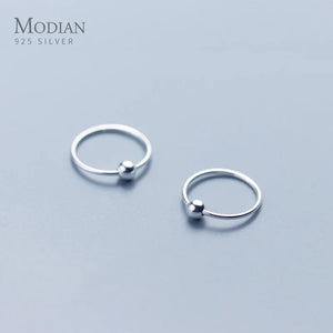 925 Sterling Silver Tiny Bead Circle Earrings for Women