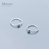 925 Sterling Silver Tiny Bead Circle Earrings for Women