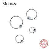 925 Sterling Silver Tiny Bead Circle Earrings for Women