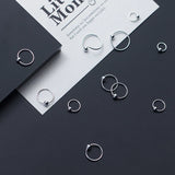 925 Sterling Silver Tiny Bead Circle Earrings for Women