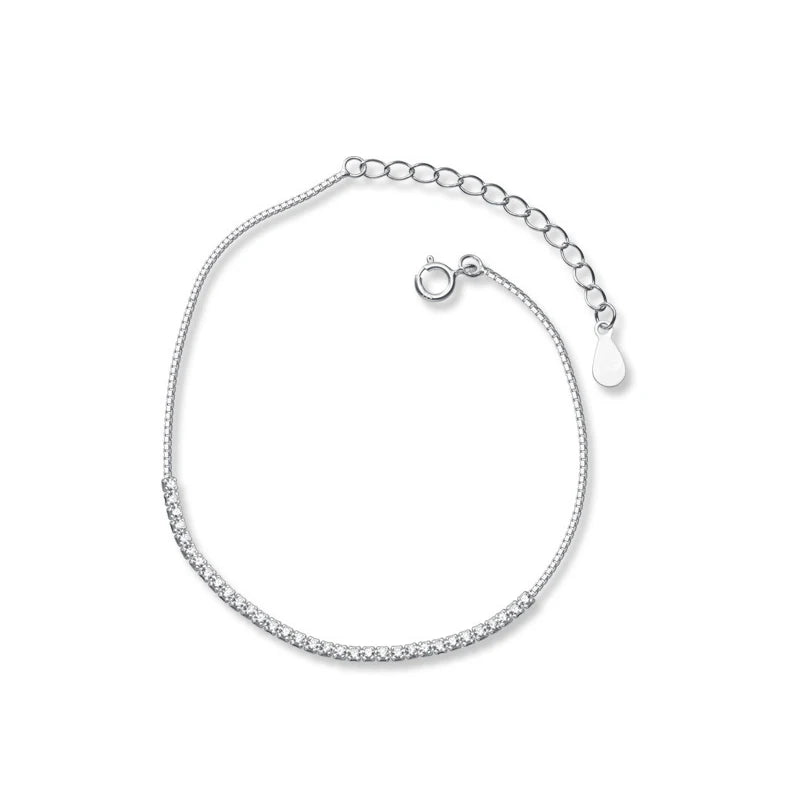 925 Silver CZ Zirconia Bracelet Chain for Women Wedding