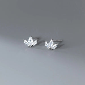 925 Silver Crown Zirconia Stud Earrings 14K Party Jewelry For Women