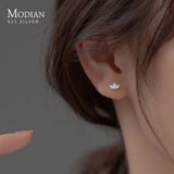 925 Silver Crown Zirconia Stud Earrings 14K Party Jewelry For Women