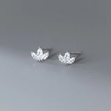 925 Silver Crown Zirconia Stud Earrings 14K Party Jewelry For Women