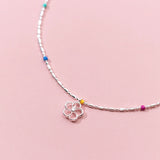925 Silver Flower Link Chain Bracelet For Enamel Bracelets Fine Jewelry