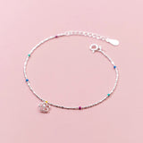 925 Silver Flower Link Chain Bracelet For Enamel Bracelets Fine Jewelry