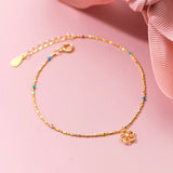925 Silver Flower Link Chain Bracelet For Enamel Bracelets Fine Jewelry