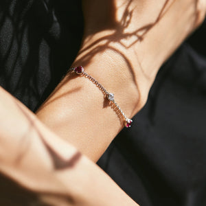925 Silver Red Zirconia Adjustable Bracelet for Women