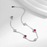 925 Silver Red Zirconia Adjustable Bracelet for Women