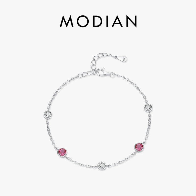 925 Silver Red Zirconia Adjustable Bracelet for Women