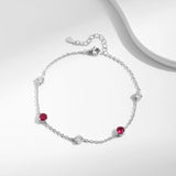 925 Silver Red Zirconia Adjustable Bracelet for Women