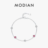 925 Silver Red Zirconia Adjustable Bracelet for Women