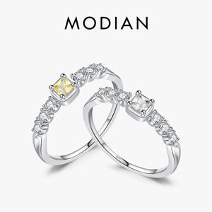 925 Silver Sugar Finger Ring Yellow Clear CZ Fine Jewelry