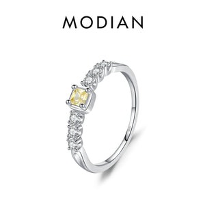 925 Silver Sugar Finger Ring Yellow Clear CZ Fine Jewelry