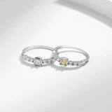 925 Silver Sugar Finger Ring Yellow Clear CZ Fine Jewelry