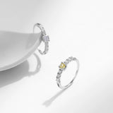 925 Silver Sugar Finger Ring Yellow Clear CZ Fine Jewelry
