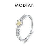 925 Silver Sugar Finger Ring Yellow Clear CZ Fine Jewelry
