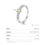 925 Silver Sugar Finger Ring Yellow Clear CZ Fine Jewelry