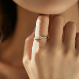 925 Silver Sugar Finger Ring Yellow Clear CZ Fine Jewelry