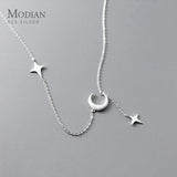 925 Silver Moon Pendant Necklace Star Choker