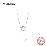925 Silver Moon Pendant Necklace Star Choker