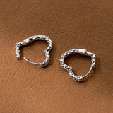 925 Silver Vintage Hoop Earrings Heart Charm Women Party Jewelry