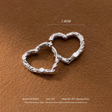 925 Silver Vintage Hoop Earrings Heart Charm Women Party Jewelry