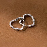 925 Silver Vintage Hoop Earrings Heart Charm Women Party Jewelry