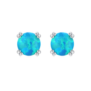 925 Silver Opal Stud Earrings for Women Fine Jewelry