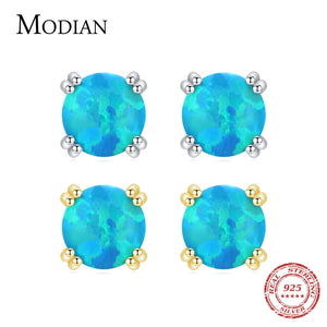925 Silver Opal Stud Earrings for Women Fine Jewelry