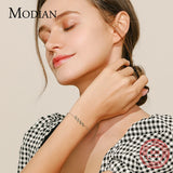 925 Silver Green Leaf Zirconia Link Chain Bracelet For Women