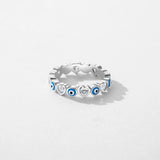 Sterling Silver Heart To Heart Punk Eyes Stackable Finger Rings