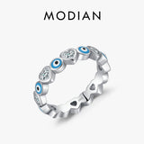 Sterling Silver Heart To Heart Punk Eyes Stackable Finger Rings