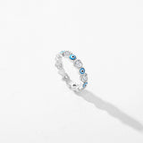 Sterling Silver Heart To Heart Punk Eyes Stackable Finger Rings