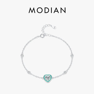 925 Silver CZ Green Enamel Bracelet Romantic Jewelry