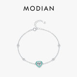 925 Silver CZ Green Enamel Bracelet Romantic Jewelry