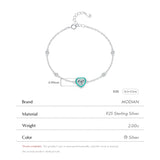 925 Silver CZ Green Enamel Bracelet Romantic Jewelry