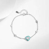 925 Silver CZ Green Enamel Bracelet Romantic Jewelry