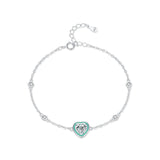 925 Silver CZ Green Enamel Bracelet Romantic Jewelry