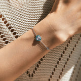 925 Silver CZ Green Enamel Bracelet Romantic Jewelry