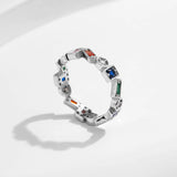 925 Silver Irregular Stackable Zirconia Party Ring for Women