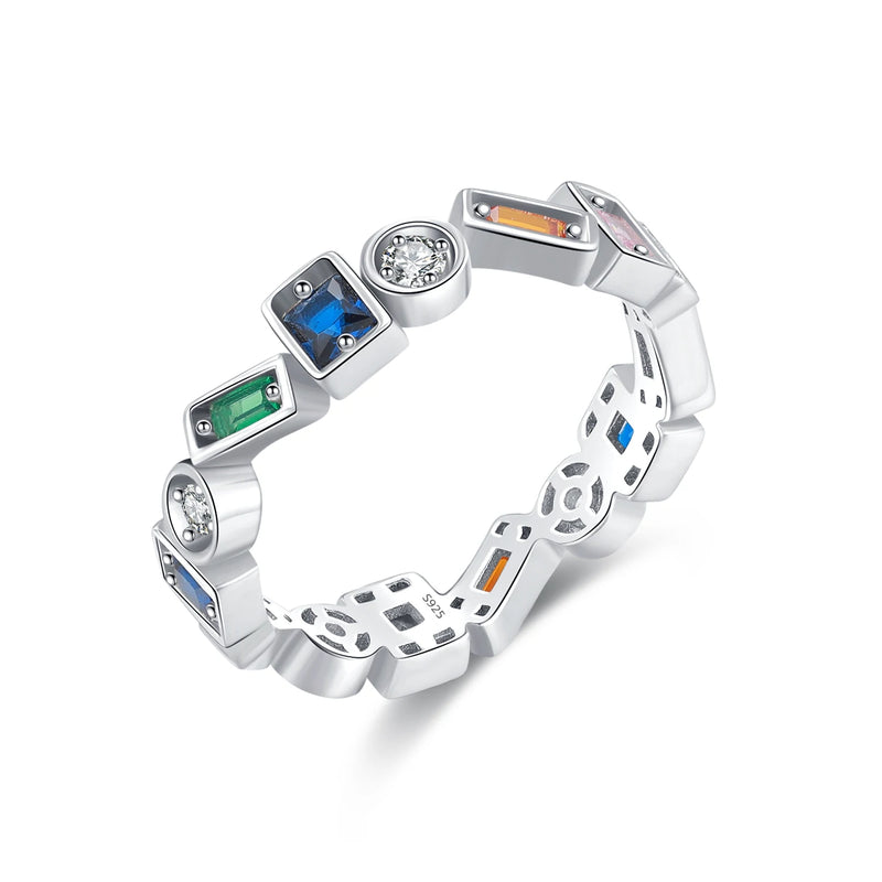 925 Silver Irregular Stackable Zirconia Party Ring for Women