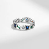 925 Silver Irregular Stackable Zirconia Party Ring for Women
