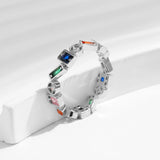 925 Silver Irregular Stackable Zirconia Party Ring for Women