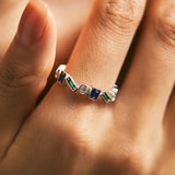 925 Silver Irregular Stackable Zirconia Party Ring for Women