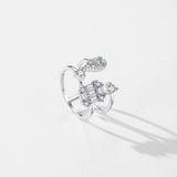 925 Sterling Silver CZ Opening Ring Classic Water Drop Rings For Women