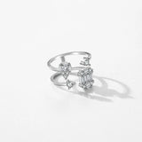 925 Sterling Silver CZ Opening Ring Classic Water Drop Rings For Women