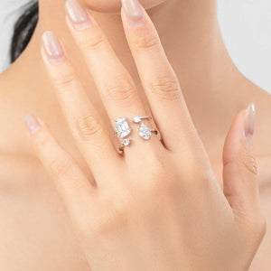 925 Sterling Silver CZ Opening Ring Classic Water Drop Rings For Women