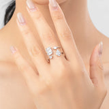 925 Sterling Silver CZ Opening Ring Classic Water Drop Rings For Women