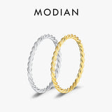 925 Silver Twisted Stackable Finger Ring Thin Rings Women Jewelry